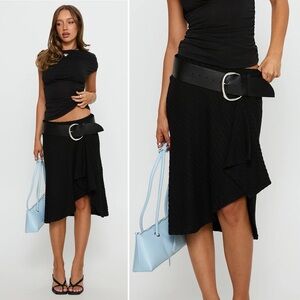 Esmeray Midi Knit Skirt Sheer Black by Motel Size XXS 0 NWT new with tags